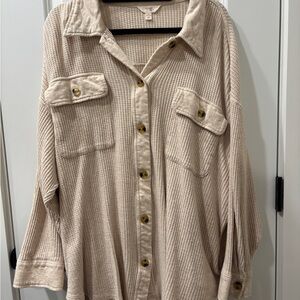 Terra & Sky Cream Waffle Knit Top